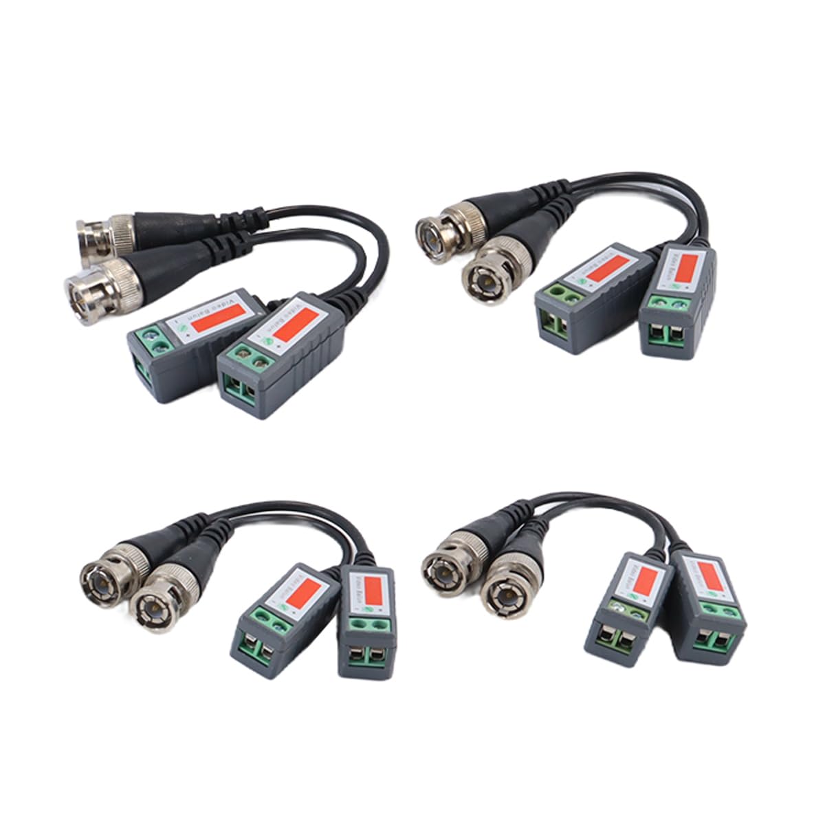 Ludom 4 pares de conectores de video balun, cable transceptor de video balun para cámaras HD-CVI/TVI y AHD