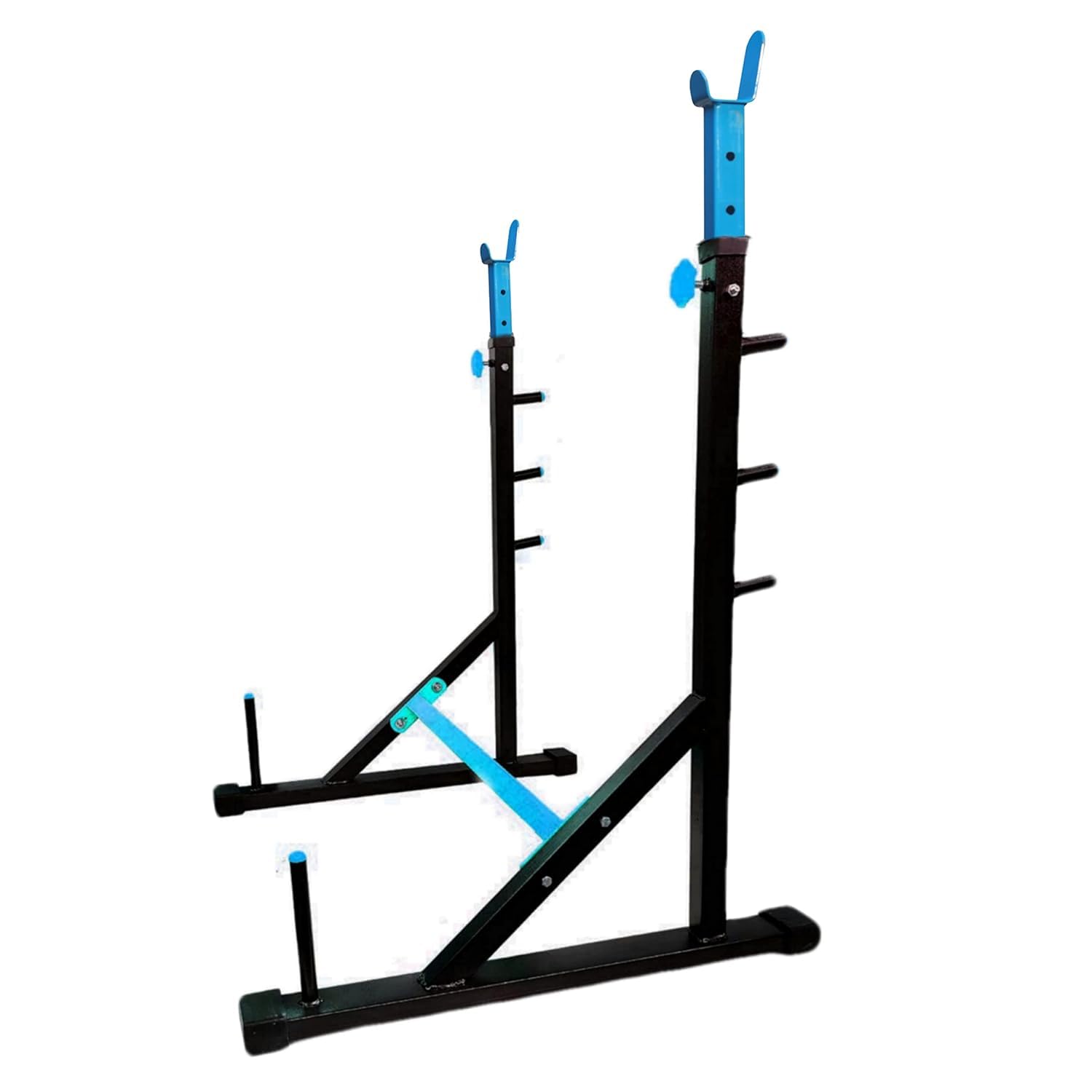 BULLAR Adjustable Squat Rack with Safety Bars, Idol for Bench Press, and Squat Rack (Squat Stand, Upright, 100 kg) Black and Blue-image-44