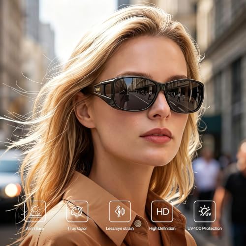Image of DUCO Polarized Wraparound Fitover Glasses Wear Over Sunglasses for Men Women UV Protection Sun Glasses 8953