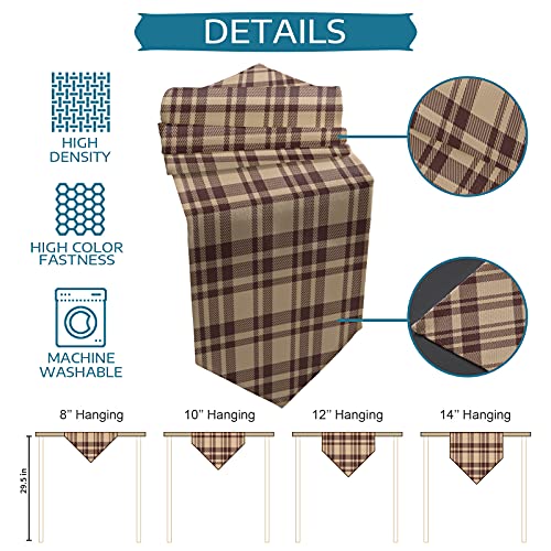 4 Pieces Placemats With Table Runner Set, Vintege Gingham Tartan Plaid Rustic Buffalo Check Brown Khaki, Heat Insulation Cotton Linen Kitchen Table Mats Sets For Dining Table, Parties & Gathering #TOP4