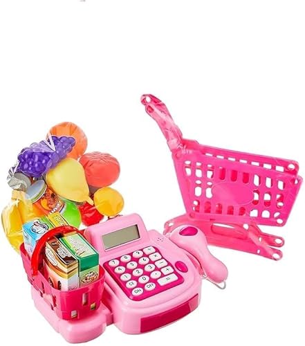 Caixa Registradora Carrinho Com Acessório Brinquedo Infantil Para Criança Menina Rosa