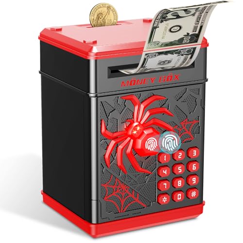 Yellcetoy Hucha Electrónica para Niños, Spider Caja Fuerte con Código de Seguridad y Música, Cumpleaños Navidad Regalos para Niño Niñas 3 4 5 6 7+ Años Negro