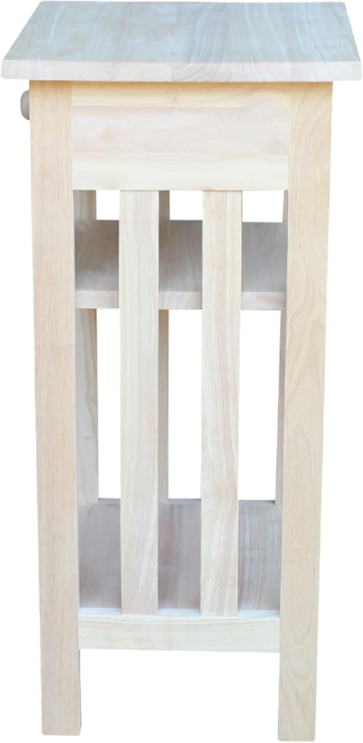 IC International Concepts, Mission Telephone Stand , Solid Wood, Real Parawood, 15.6" W x 14.2" D x 30.3" H, Easy Assembly, DIY, Paint or Stain Your Way, Unfinished