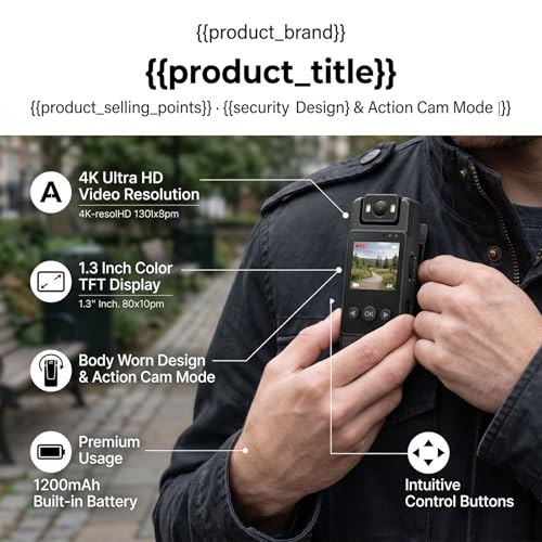 Caméra Corporelle 4K anti-litige avec objectif rotatif et batterie intégrée - 6
