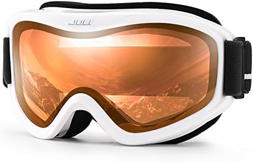 Juli Ski Goggle/Snow Snowboard Goggles for Men, Women & Youth - 100% UV Protection Anti-Fog Dual Lens(White Frame+35% VLT Citrus Orange Len)