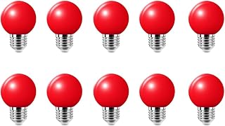 juego de 10 bombillas rojas LED 2w e27 g45 bombillas de iluminación, bombillas de golf LED de color, para decoración del hogar, jardines, fiestas, bodas, celebraciones, bombillas decorativas