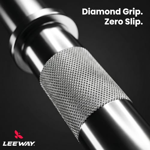 Image of LEEWAY Gym Barbell Rod 7 Feet | 28mm | Solid Steel Chrome Barbells for Plates | Gym Rod with Lock Collars | Weight Lifting Bar for Home Training | Exercise Bar at Home (7 Feet Straight)