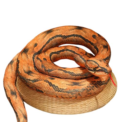 YAKINO ニシキヘビ ぬいぐるみ リアル ヘビ 抱き枕 クッション 置物 人形 可愛い 動物 縫い包み ふわふわ ドール 柔らかい インテリア 店飾り おもちゃ マスコット 装飾品 子供 大人 ギフト プレゼント (300cm,レッドチェーンパイソン赤