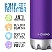 HOMPO Stainless Steel Water Bottle - 26oz/ 750ml BPA Free Vacuum Insulated Metal reusable Water Bottle, Double Walled keeps Hot & Cold leak proof Drinks bottle for kids, sports, gym(Purple)