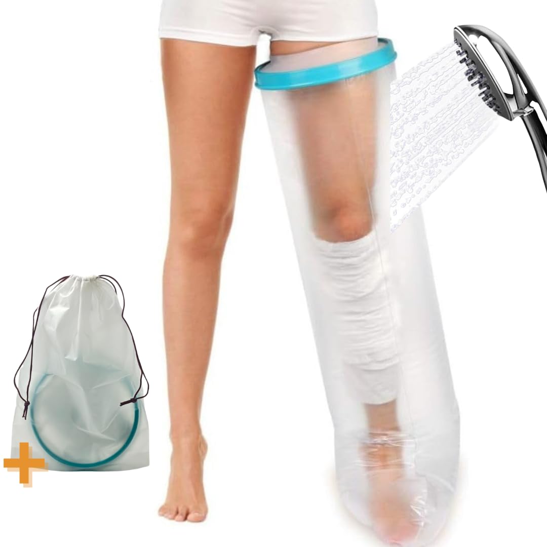 Protector Escayola Pierna Larga Adulto (110 cm), Funda para Escayola Pierna, Cubre Escayola Pierna Adulto Unisex para Ducha, Protección Total Impermeable contra el Agua