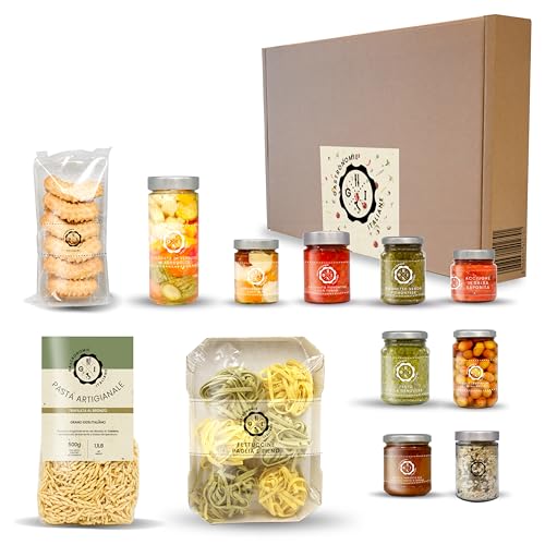 Box Torino-Genova, 12 articulos - Productos gourmet italianos, artesanale, tarros de cristal, larga duraciòn, 5400g, caja regalo