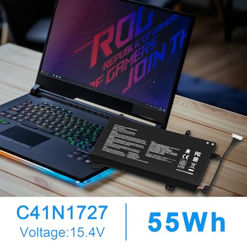 Image of C41N1727 Laptop Battery Replacement for Asus Zephyrus M GM501 GM501G GM501GM GM501GS ROG GU501 GU501G GU501GM GM501G-SEI006T GM501GS-EI015T GU501GM-BI7N8 GM501GM-EI005T GM501GS-EI003T 15.4V 55Wh