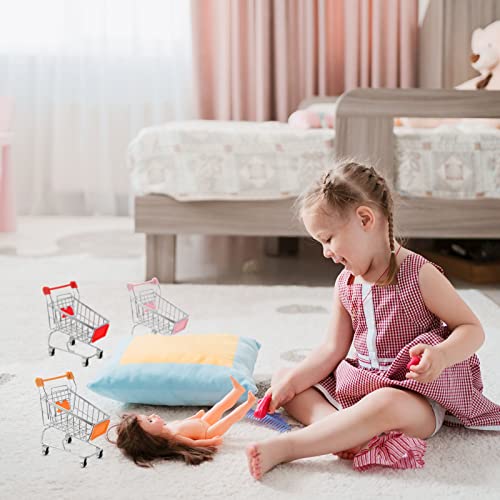 12 Pcs Mini Shopping Cart Mini Supermarket Handcart Toy Small Supermarket Storage Toy 6 Colors Mini Grocery Cart Metal Shopping Utility Cart Mode Storage Toy Holder Desk Accessory (Silver) #TOP3