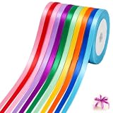 12 PCS Ruban Satin Polyester Couleurs,Décoration Mariage,Jeux de Ruban Mariage,Emballage Cadeau,Ruban Cadeau,Ballons et Nœuds,Couture DIY,pour Noël,Anniversaires et Occasions Spéciales