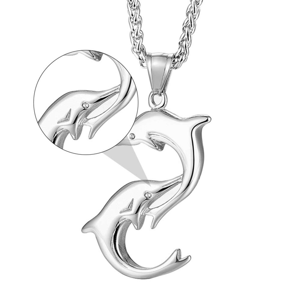 QYYZTQY Herren Halskette Delphin Anhänger Titanium Stahl Schlüsselbein Kette Strand Schmuck Gentleman Fashion Accessoire
