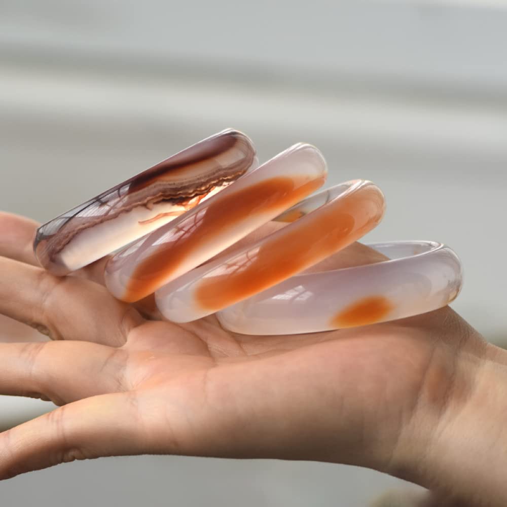 Bracciale in giada naturale, braccialetto in giada di agata rossa bianca galleggiante, braccialetto in giada largo medio da donna, porta fortuna, per la fidanzata, per gli amici, con porta(62mm