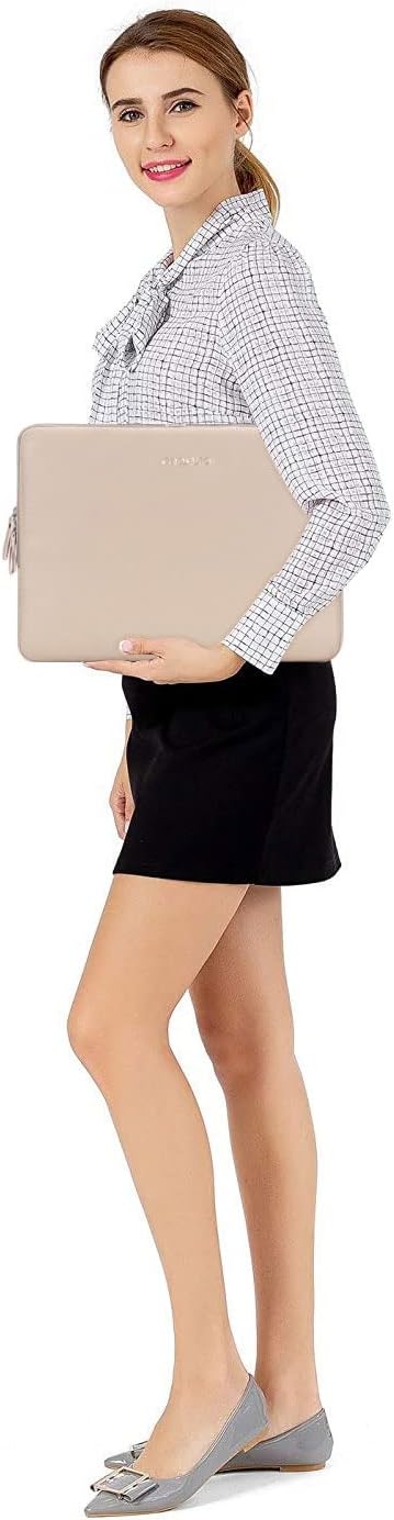 MOSISO Laptop Sleeve Bag 13 inch Compatible with MacBook Air 13.6 inch 2025-2022 M4 M3 M2/Air 13 inch 2022-2018 M1/Pro 13 2025-2016 M2 M1, PU Leather Padded Bag Waterproof Case, Apricot - Image 5