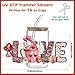 Valentine’s Day UV DTF Cup Wraps - 5PCS Cute Bear Heart Balloon UV DTF Sticker for 16 20 oz Tumbler, XOXO Love Rose Drink Red Rub on Transfer Sticker DIY Glass Water Bottle Craft Decal Decoration