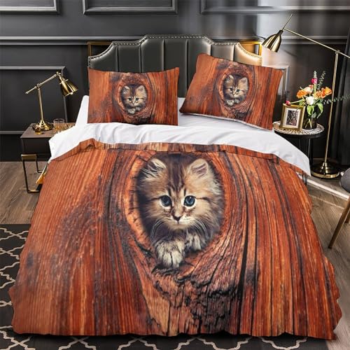 Housse de couette chat 3 pièces king size le cadeau de lit idéal - 4