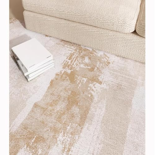 Tapis de Salon Extra Large Doux Confortable Rayures Crème YHT012