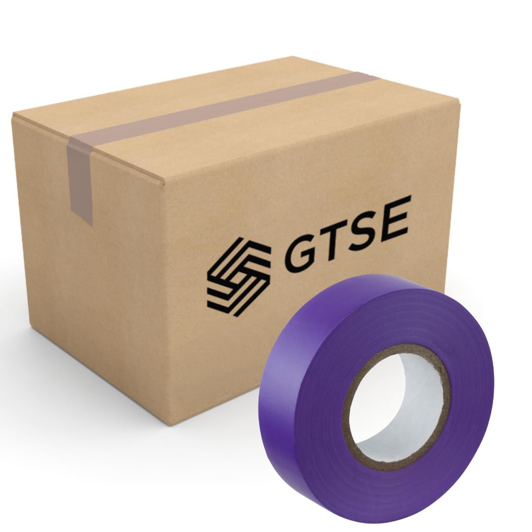 GTSE Purple Electrical Tape, 19mm x 20m, Bulk Box of 50 Rolls, Strong Self-Adhesive PVC Insulation Tape for Insulating, Repairing and Protecting Electrical