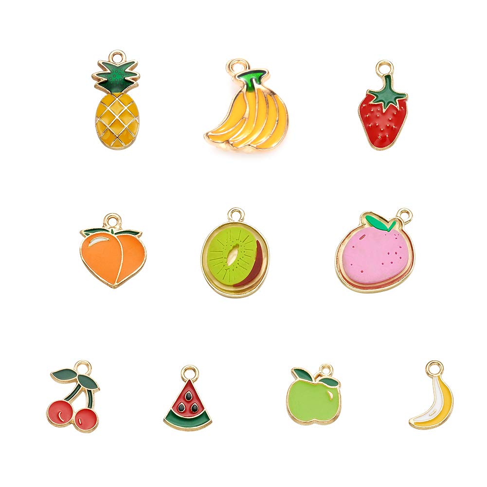 Craftdady 120Pcs Handgemaakte Polymeer Klei Fruit Charms Gemengde Vormen Charms Met Platina Tone Ijzer Bevindingen Voor Diy Jewelley Maken Ketting Armband