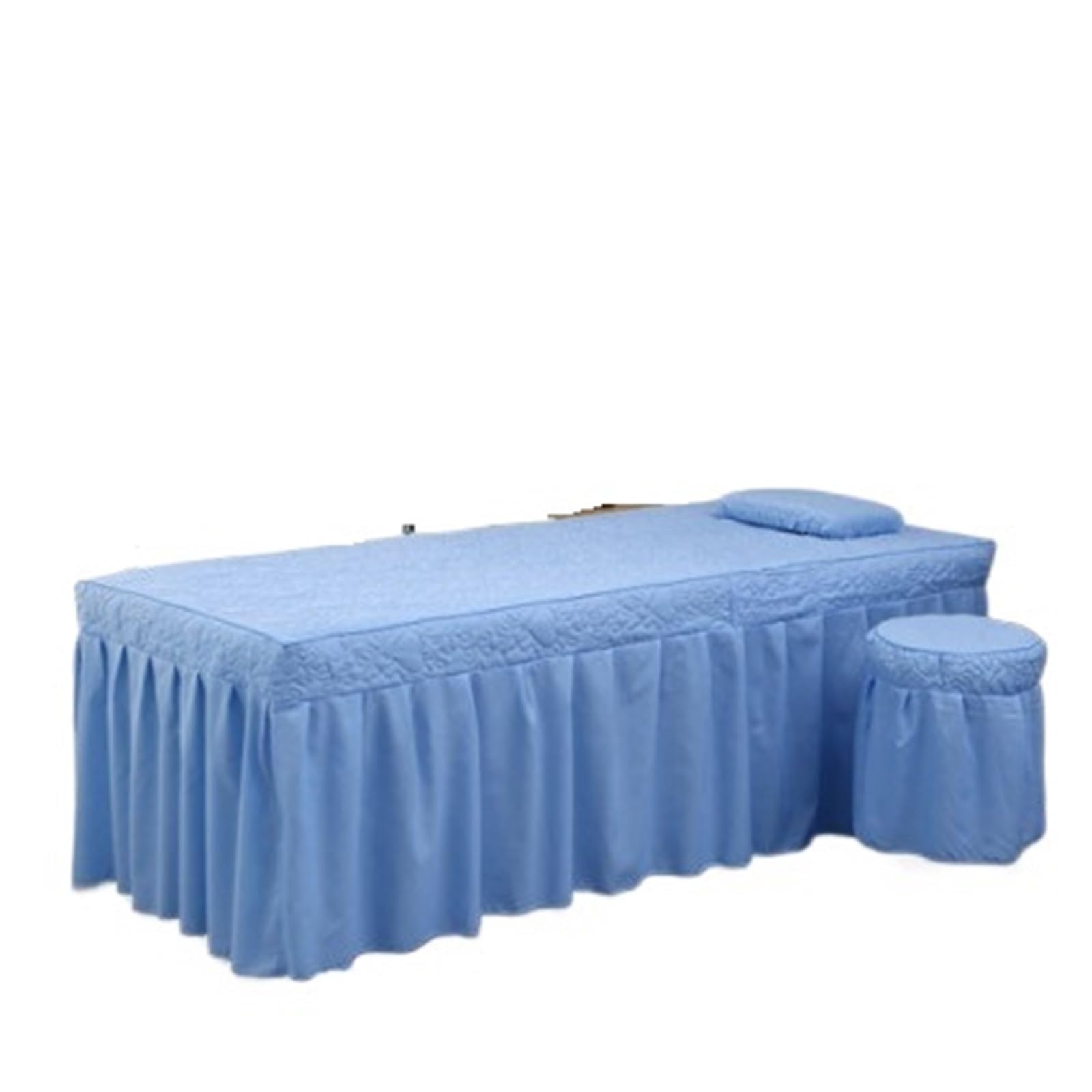 Massage Bed Sheet 2pcs Set Bed Skirt+ Pillowcase SPA Massage Table Cover Sheet Bedskirt with Hole(Color 19,80x190)