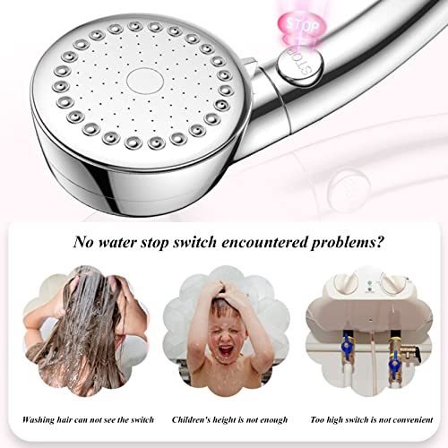 Pommeau de douche haute pression à 3 modes avec bouton d'arrêt