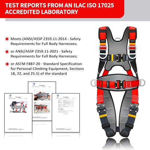 DIJJIG Fall Protection Safety Full Body Harness 5pt Adjustment Safe Comfortable Construction Positioning Harness Extra Long Thick Leg Back Padded Push-Button Quick-Lock Buckles OSHA and ANSI compliant by DIJJIG - Image 6