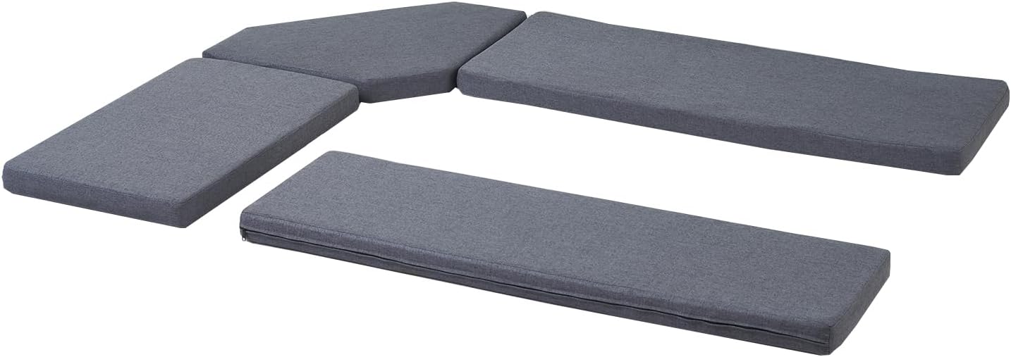 4 Pieces Kitchen Breakfast Nook Cushions Set Corner Nook Dining Table Cushion linon Bench seat pad (Gray, Standard)