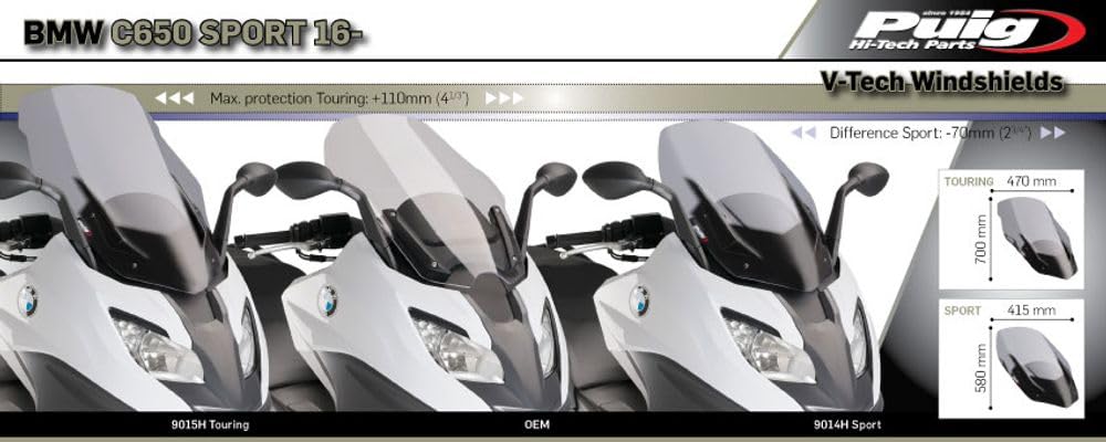 PARE-BRISE V-TECH LINE SPORT PUIG POUR BMW C 650 SPORT 2016 > 2020 NOIR 9014N PARE-BRISE V-TECH LINE SPORT PUIG POUR BMW C 650 SPORT 2016 > 2020 NOIR 9014N