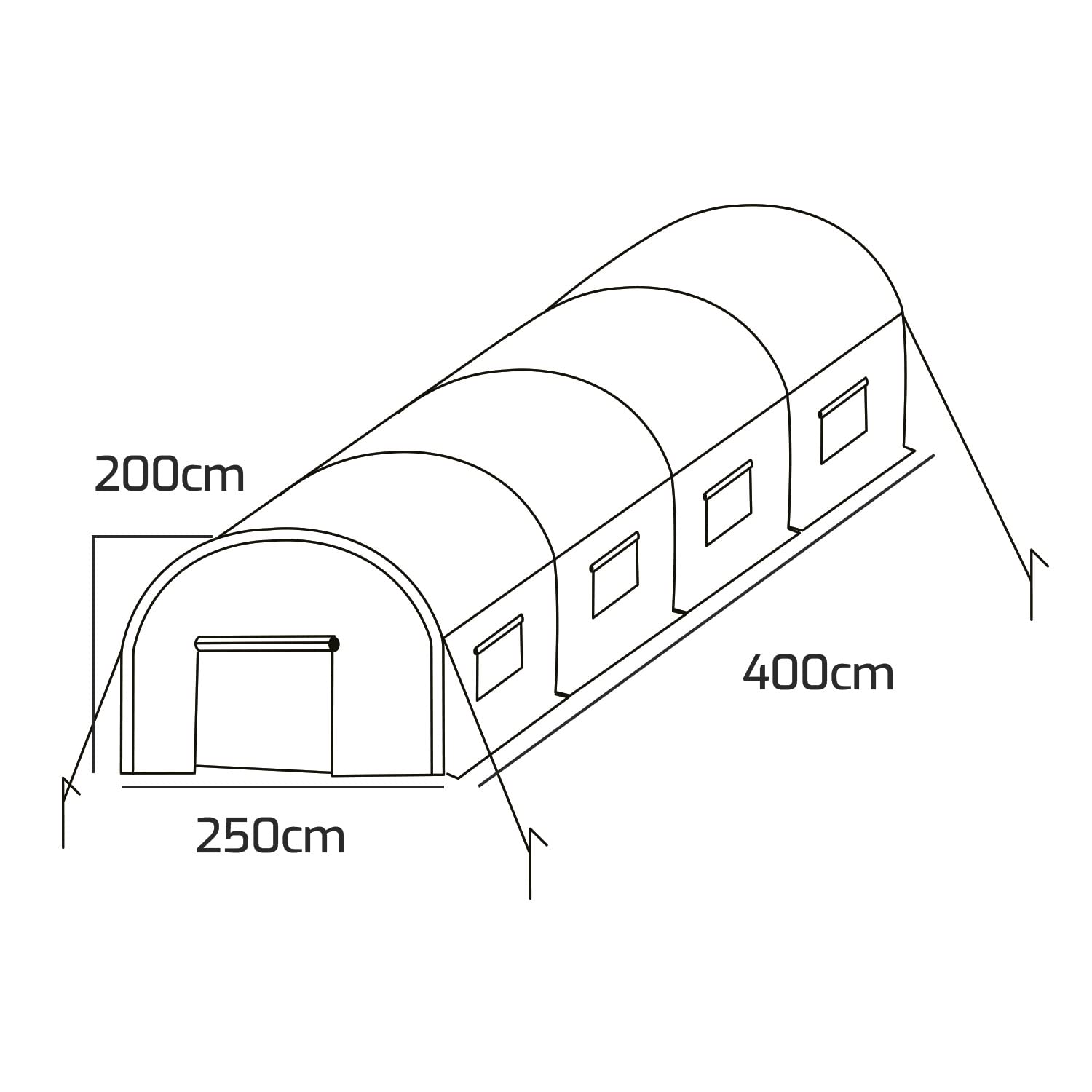 Invernadero de cultivo de 2,5 x 4 m, invernadero de jardín con estructura de túnel de acero galvanizado y cobertura de polietileno reticulado. Greenhouse de 10 m², 250 x 400 x 190 cm