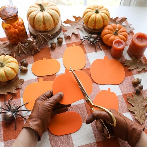 Image of Ireer 48 Pcs Large Foam Pumpkin Cutouts 6 Inch Halloween Crafts Cutouts Fall Bulletin Board Decorations for Fall Craft Project Supplies Halloween Party Chalkboard Wall Decor