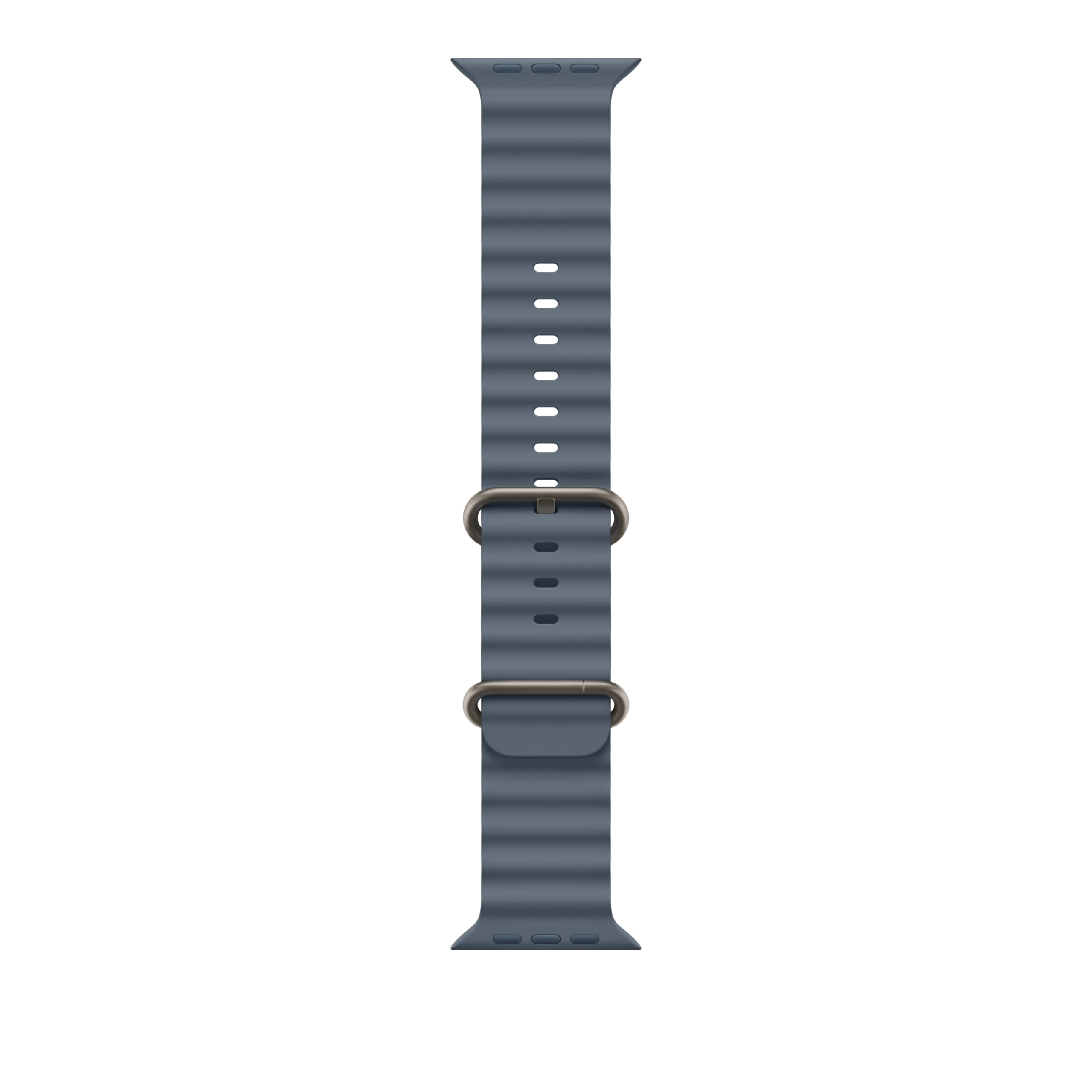 Apple Watch Strap 49mm Anchor Blue Ocean Band Natural Titanium Finish One Size