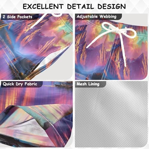 Mountain Lake Sunset Boys Swim Trunks Quick Dry Toddler Swimsuit Boy Bathing Suits Board Shorts Swimwear S3