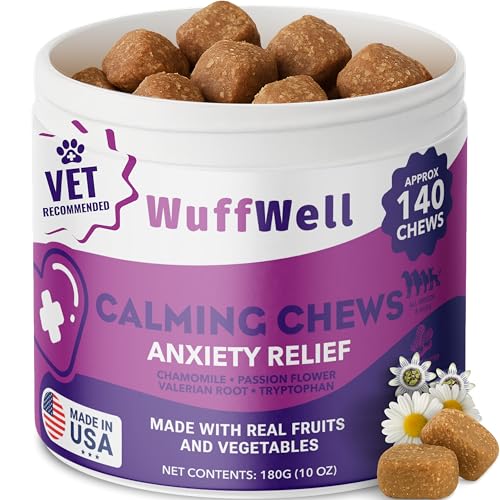 WuffWell Calming Chews for Dogs Relaxation & Hyperactivity – Cham...