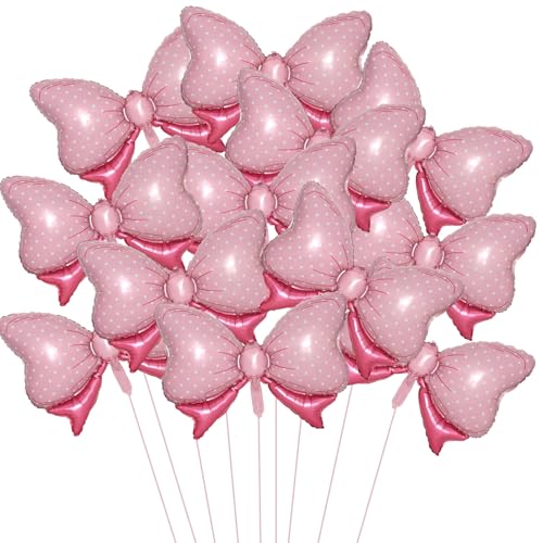 Image of 36 Inches Bow Foil Balloon Huge Bowtie Pink Balloon for Baby Shower, Wedding, Kids Theme Party Decoration (Pink 3)