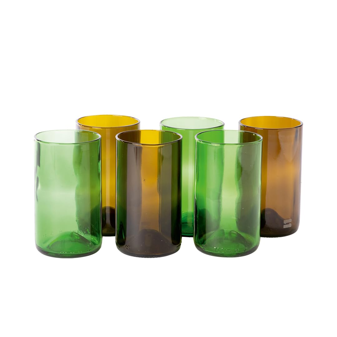 IWAS Upcycled Hohe Trinkgläser | 400 Ml | 12 Oz | (6Er-Set) | Becher Aus Recyceltem Glas, Perfekt Für Cocktails