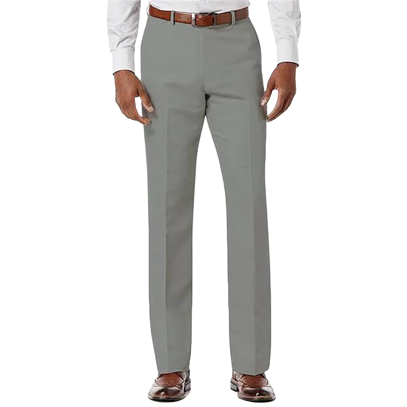 Mens Dress Pants Straight Slacks Comfort Classic Regular Fit Casual Expandable Waist Slim Solid Fall Suit Trousers