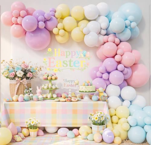 Image of Pastel Princess Balloon Arch Garland kit for Macaron Balloon for Girls Spring Once Upon a Time Princess Castle Birthday Baby Shower Birthday Party Decorations (Pastel)