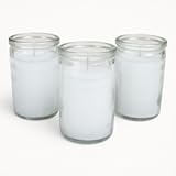 3 Pack White Spiritual Candles in 3 Inch Clear Glass – Velas Unscented Veladoras for Prayer&comma; Meditation&comma; Cleansing & Protection