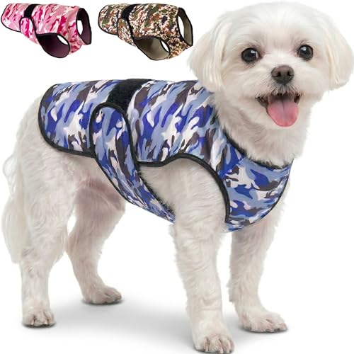 LUCOLOVE Dog Cooling Vest - 2-Layer Cooling with Soft Microfiber Fabric - Lightweight, Adjustable and Comfortable - UV Protection for Small to Large Dogs - Relief in Hot Weather (Blue, X-Small)