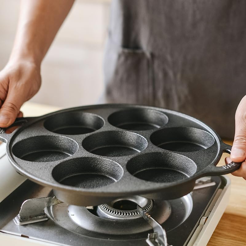 Cast Iron Biscuit Pan, Cast Iron Mini Cake Pan Cookware, 11" Pre-seasoned (7 Cups) - Image 6