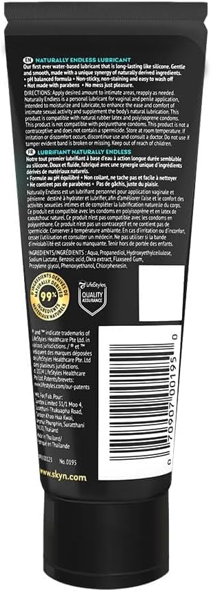 Miniatura 8 de SKYN Lubricante personal Naturally Endless  4 oz  Lubricante a base de agua para hombres, mujeres y parejas, seguro con preservativos y dispositivos