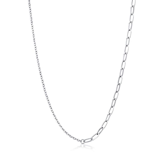 Chow Sang Sang CHOW SANG SANG 18K White Solid Gold Machinery Chain Anchor Chain and Paperclip Chain Necklace for Women 94222N | 18.5 Inches, (47 CM)