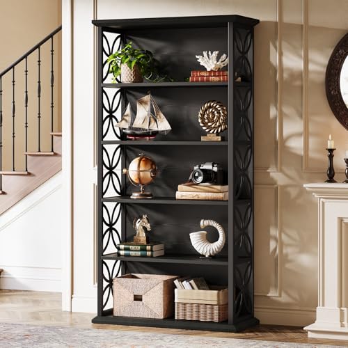 Image of Tribesigns 6-Tier Tall Bookshelf Set of 2, 71 inch Industrial Bookcase with Metal Frame, Freestanding Open Storage Shelves for Home Office, Living Room, Bedroom