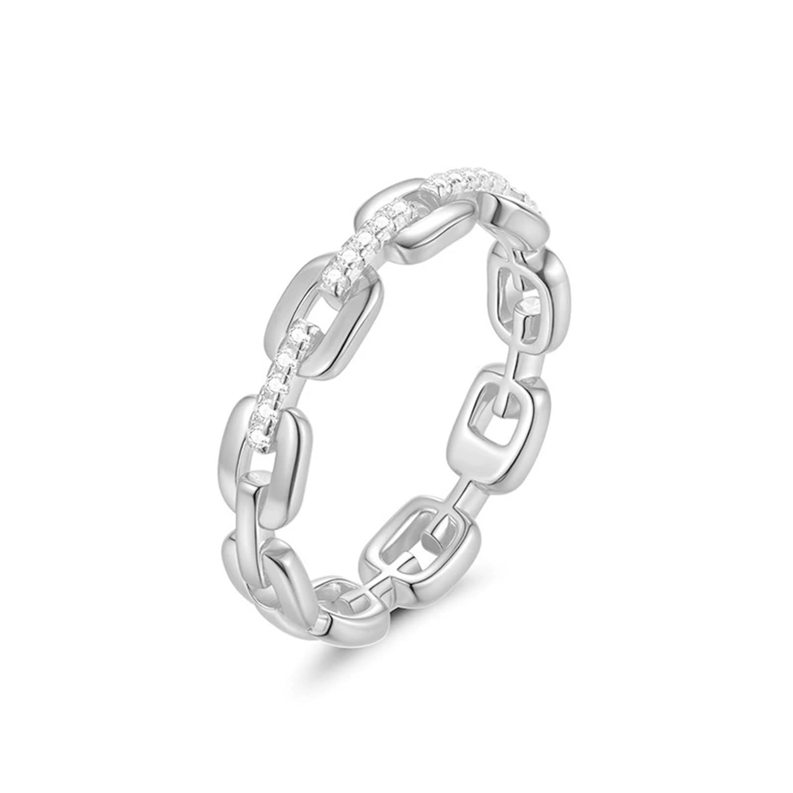 Anello Unisex impilabile in Argento Sterling S925 con moissanite/zircone, 1,0 mm di Colore DE, Fascia alla Moda Hip Hop for Regalo di Fidanzamento e Matrimonio