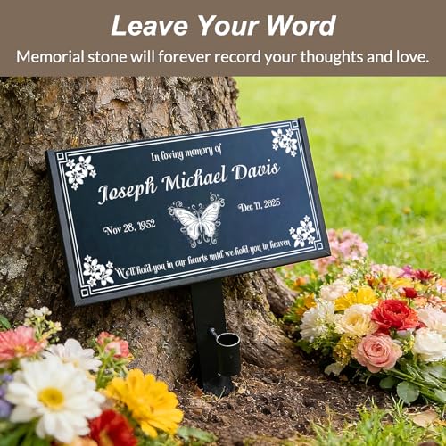 Image of Natural Granite Tombstone, Personalized Memorial Grave Marker