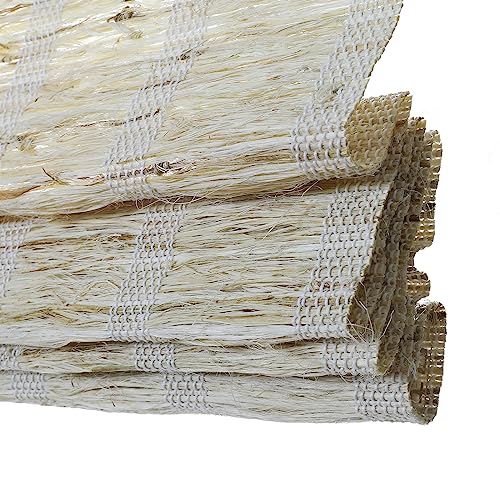 Image of TWOPAGES Natural Custom Made No Drill Roman Shade Ramie Cordless Roman Blind Light Filtering Blackout Roman Window Shade for Windows, 1 Piece, Shell