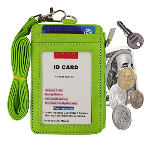 Lucstar ID Badge Holder with Portable Wallet Lanyard Multi Cards 5 Slots